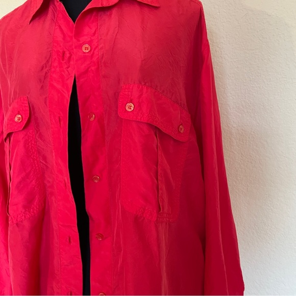 Vintage Red Eatons Button Up Blouse with Pockets Size M/L - Picture 4 of 10